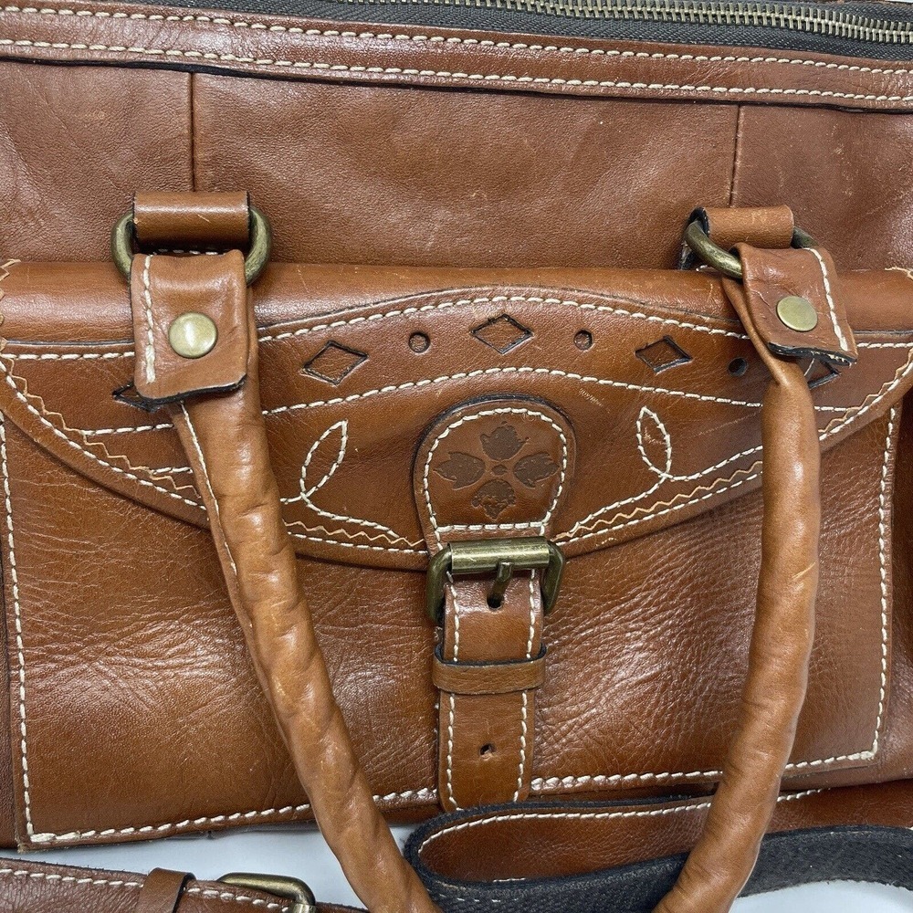 Patricia Nash Crossbody Tote Bag Cognac Brown Leather Handbag - Picture 2 of 16